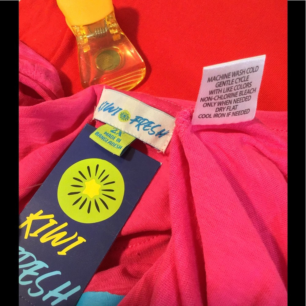 NWT KiwiFresh 2X Pink Flamingo Island Tropical Top - Picture 11 of 12